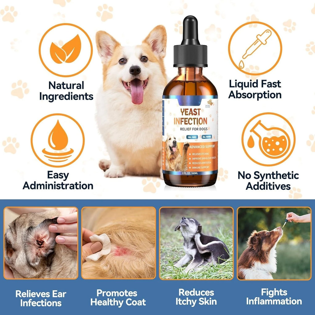 Natural Yeast Relief for Dogs - 60ml Liquid Formula