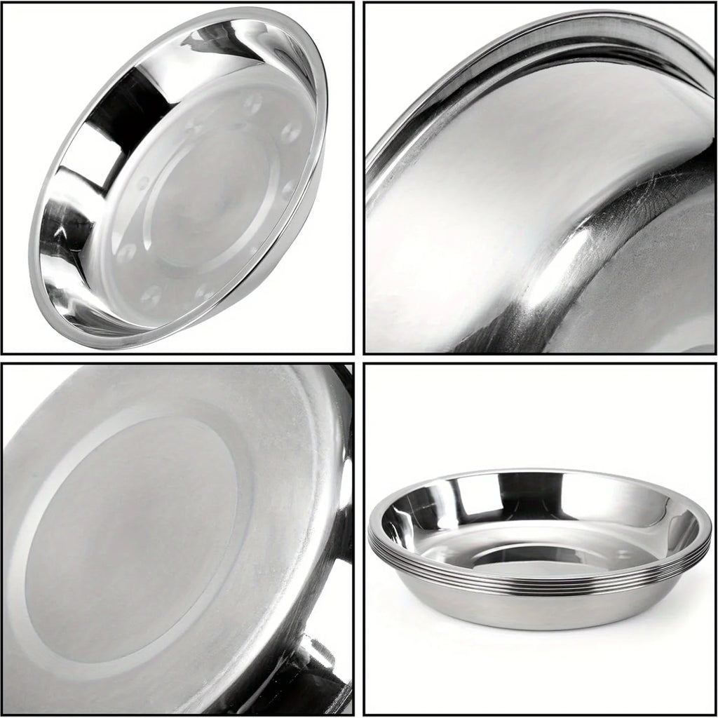 Stainless Steel Cat Food Bowls - Shallow Wide Plates