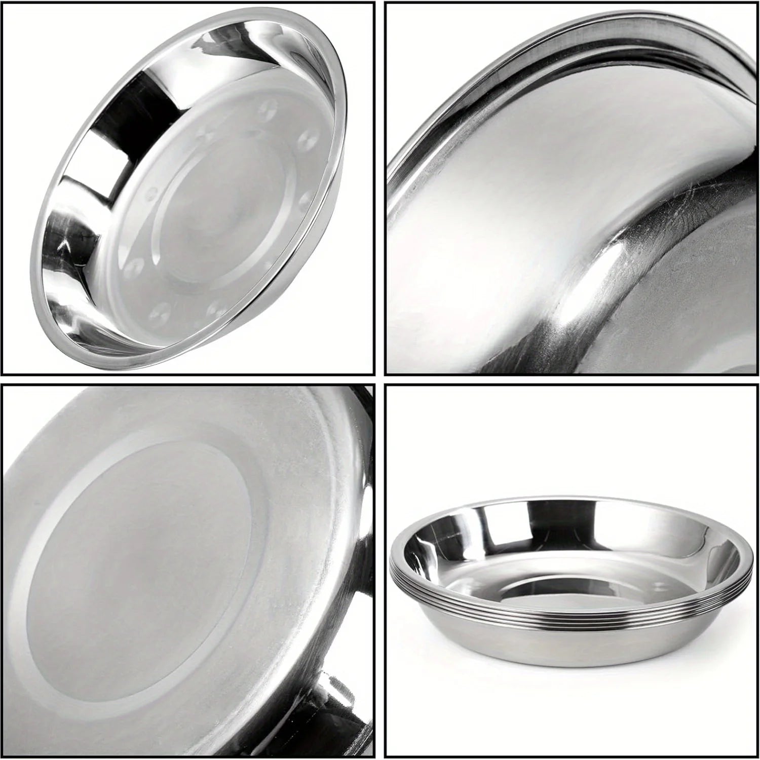 Stainless Steel Cat Food Bowls - Shallow Wide Plates