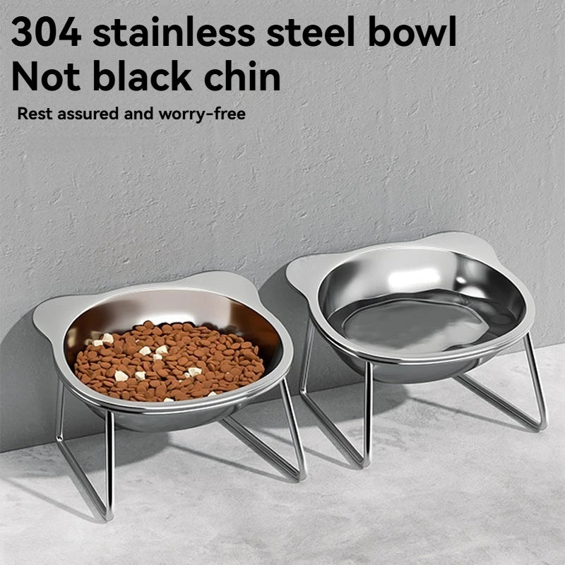Stainless Steel Slanted Pet Bowl for Cats and Dogs