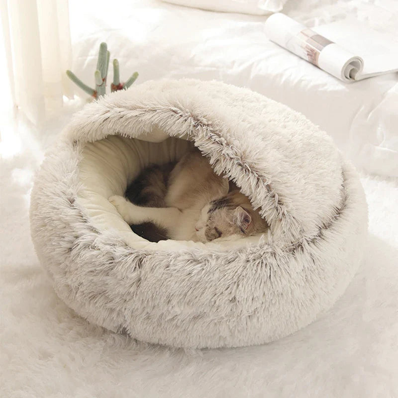 Soft Plush Round Cat Bed for Small Dogs - 40cm