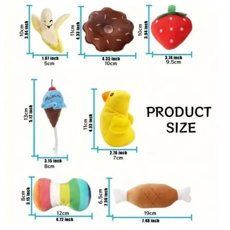 Plush Dog Toys Set - 7 Soft Fleece Chew Toys