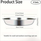 Stainless Steel Cat Food Bowls - Shallow Wide Plates