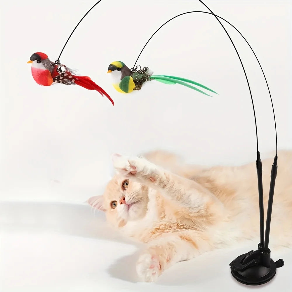 Cat Teasing Stick Set with Strong Suction Cup and Bell
